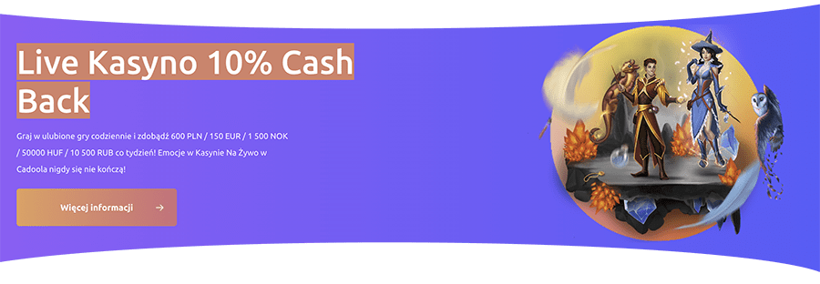 cadoola live casino cashback