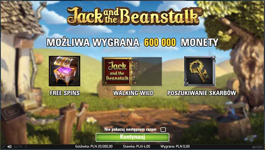 jack and the beanstalk wprowadzenie kasyno bonusy